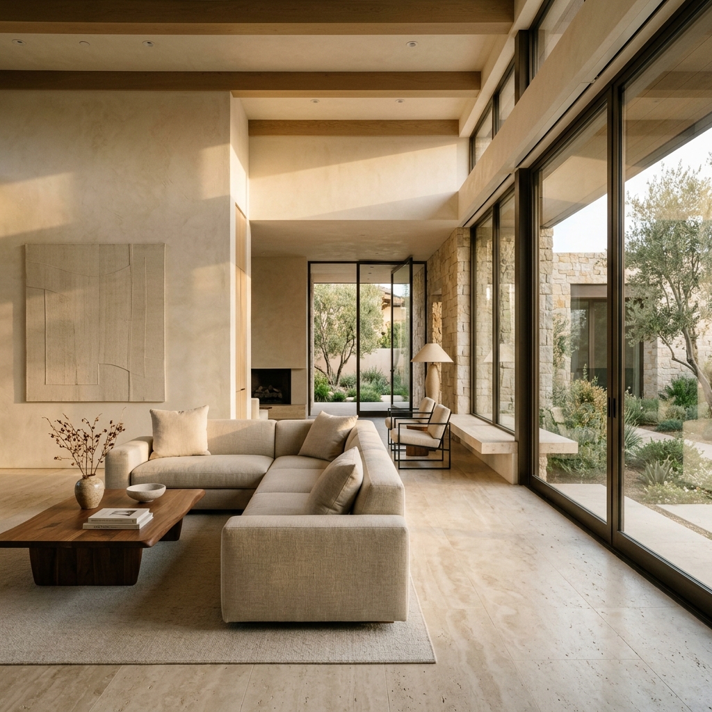 Serene minimalist architectural interior space